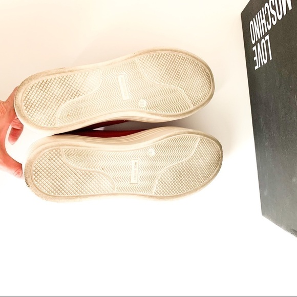 LOVE Moschino Red Suede & Leather Sneakers 38 - Picture 7 of 9
